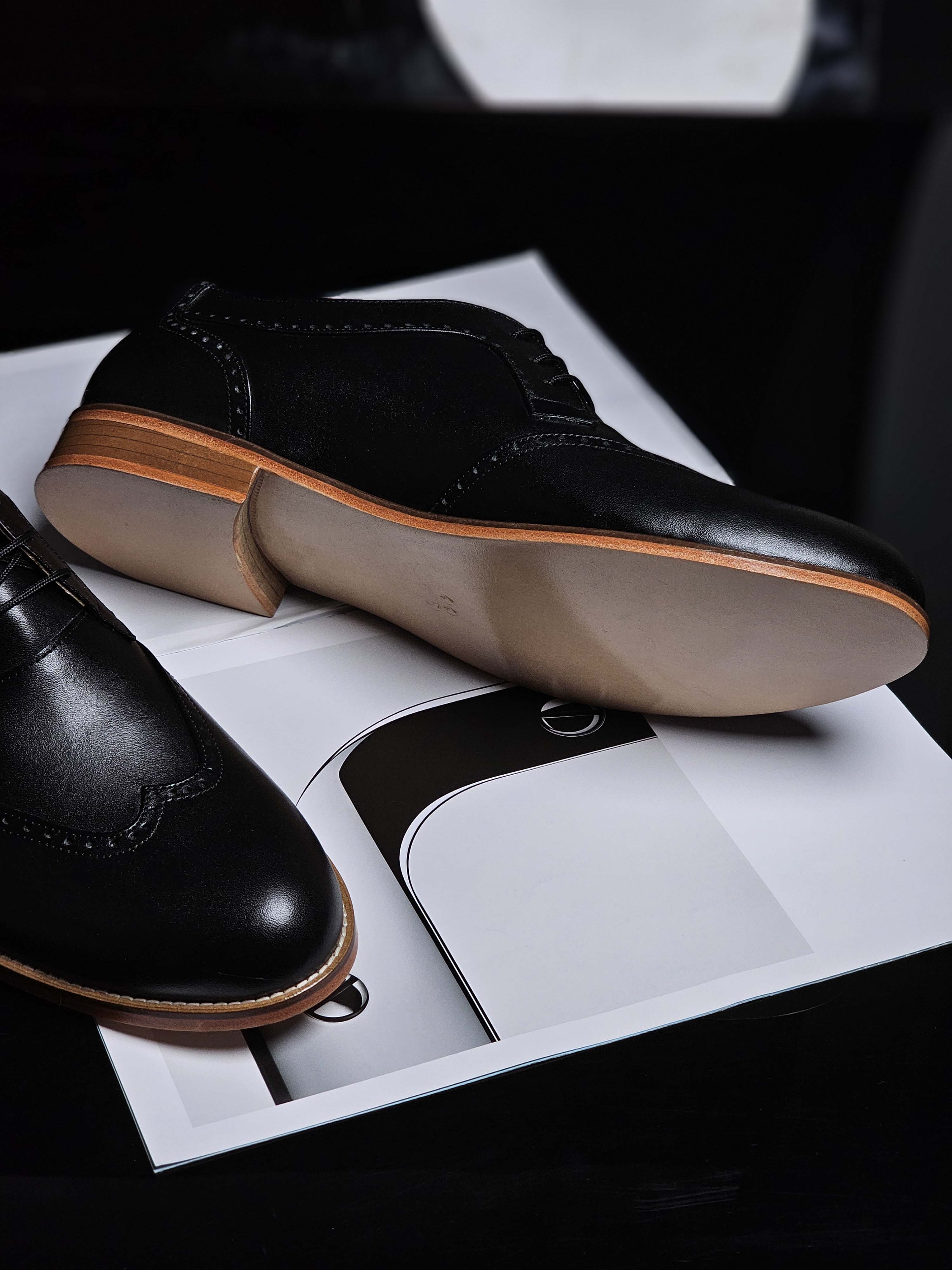 Oxfords Black Leather 2 cm heel