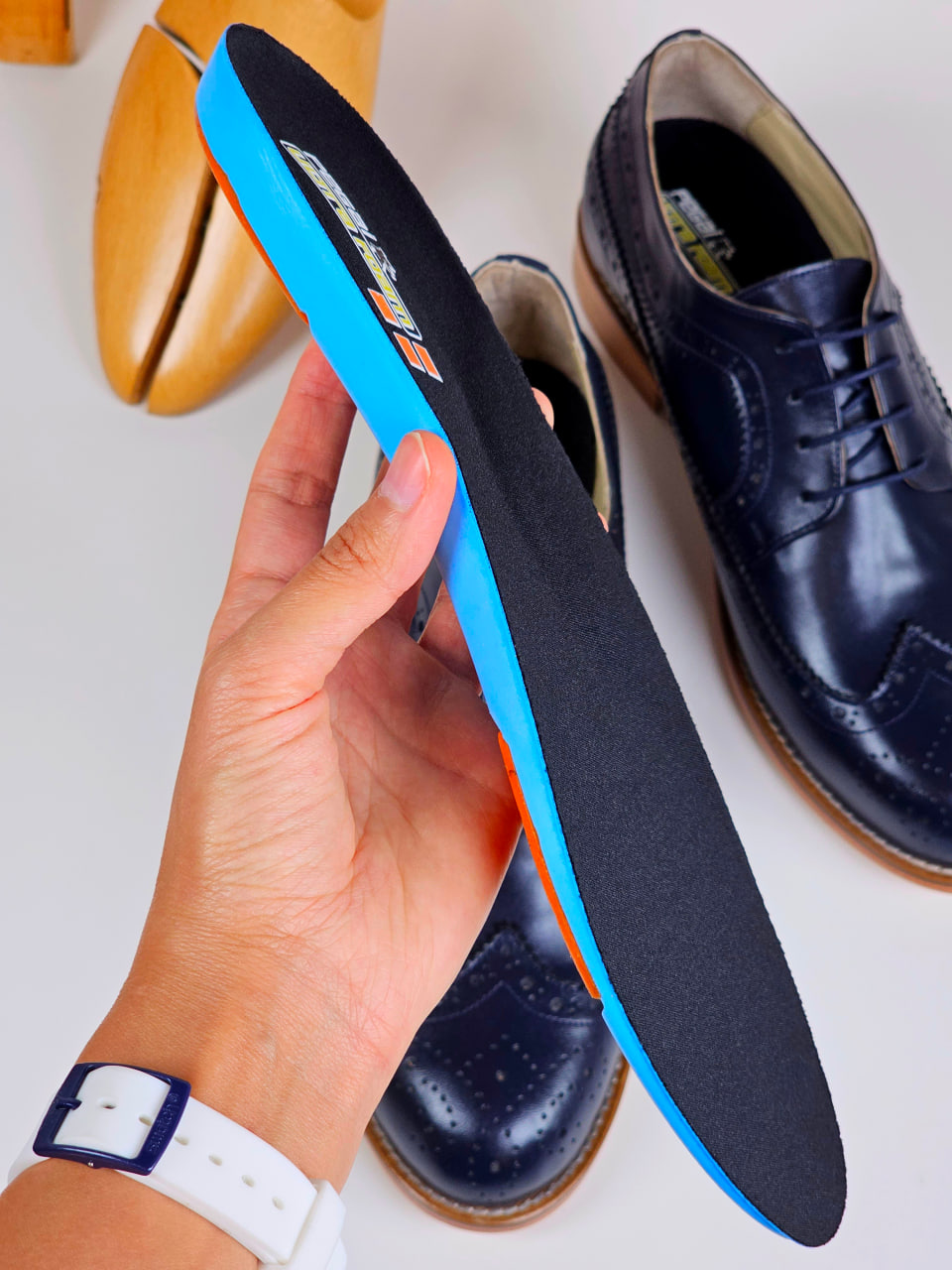 Broadway Slide Dark Blue Leather 2 cm heel