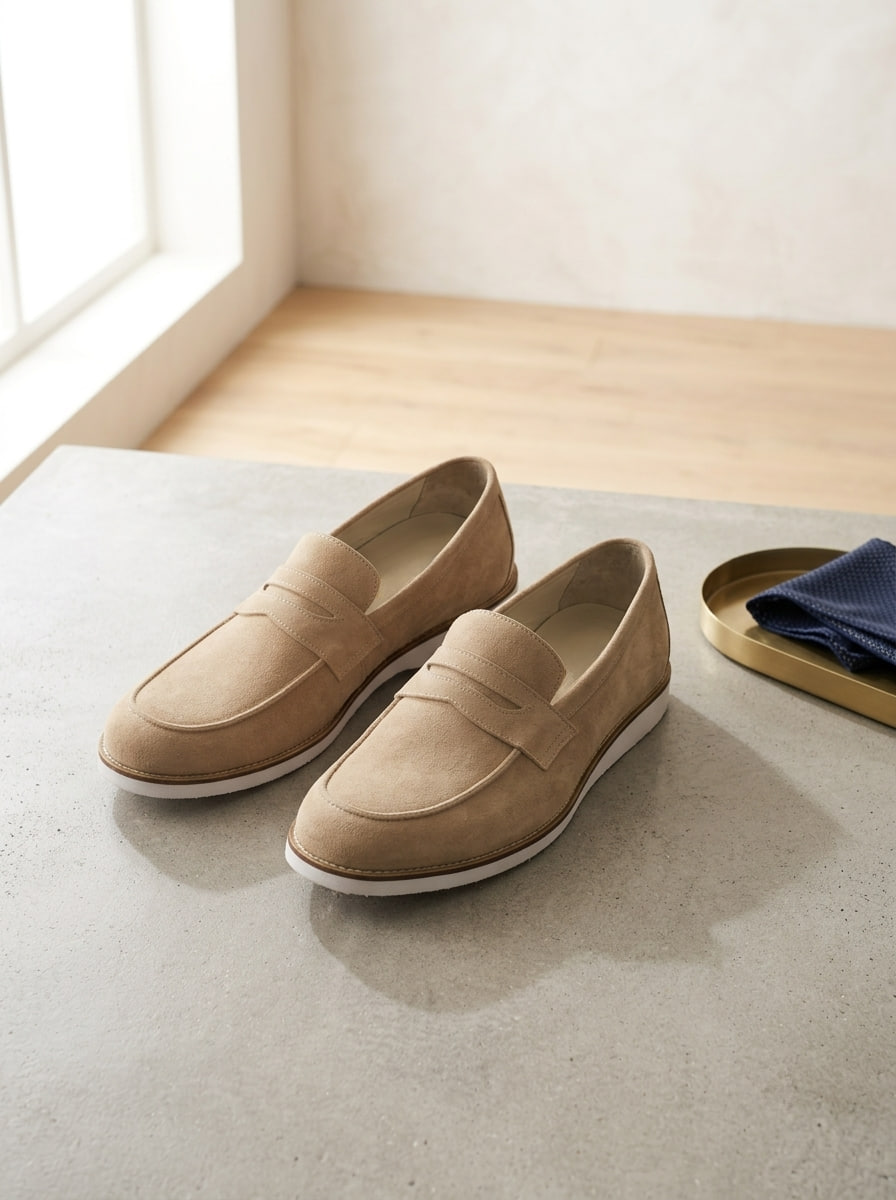 Loafers Beige Suede with Eva Sole