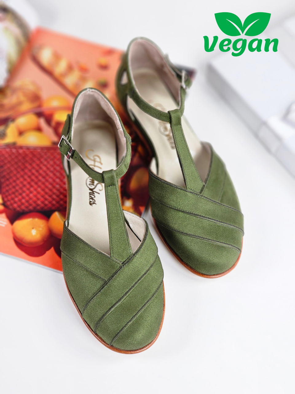 Sugar Vegan Green Textile 2 cm heel