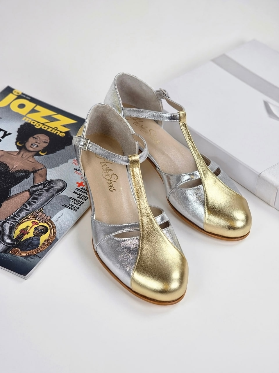 Isabel Silver & Gold Leather 3 cm heel