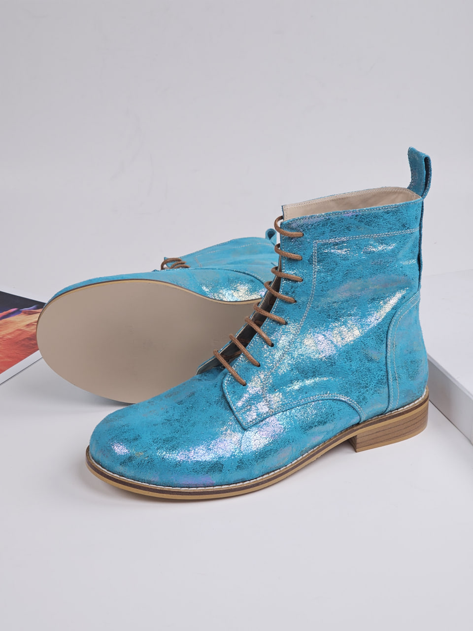 Harlem Boots Vegan Turquoise Textile 2 cm heel