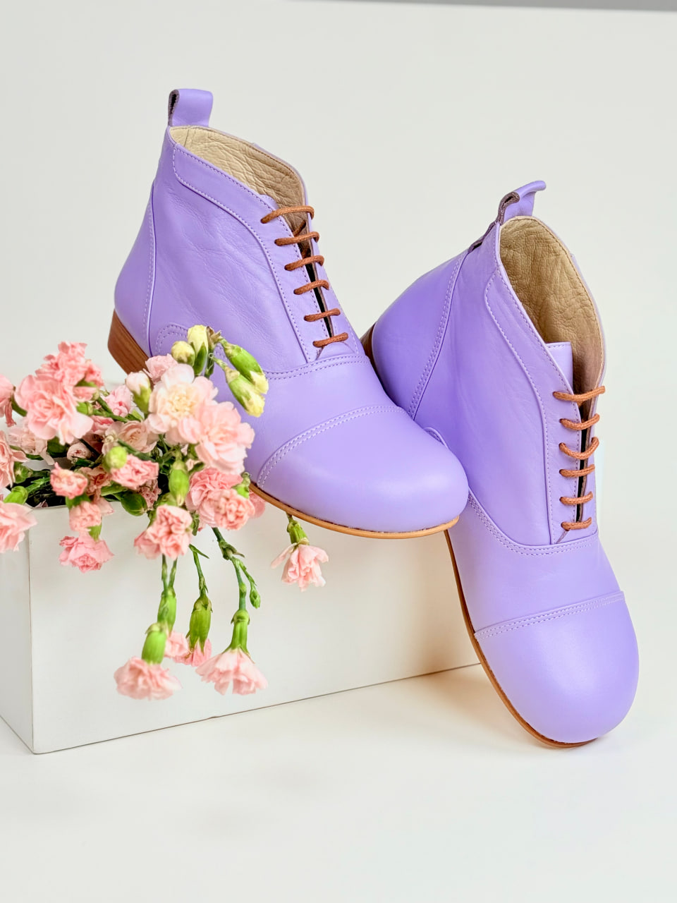 Barefoot Smooth Boots Lilac Leather 2 cm heel