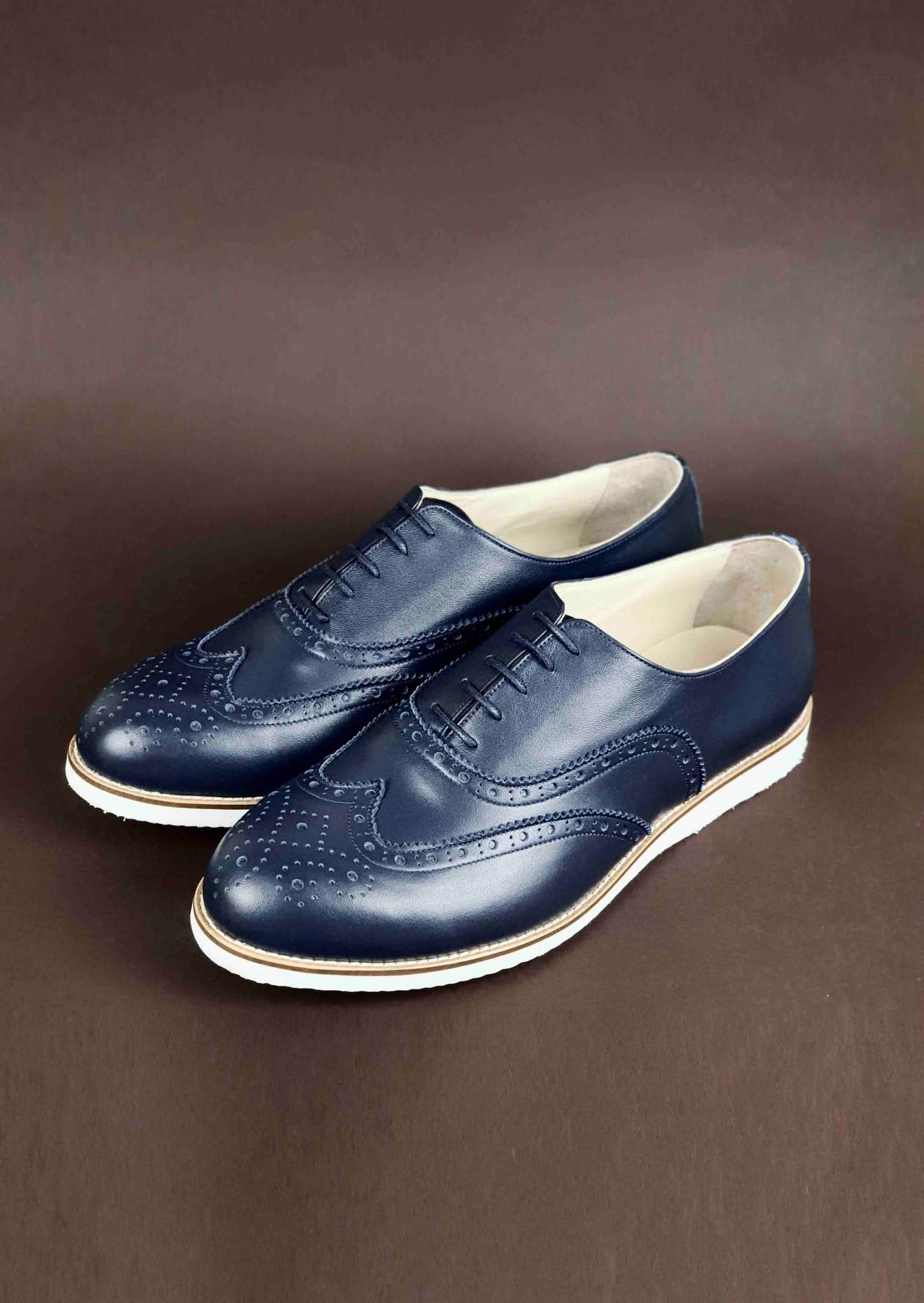 Brogue Dark Blue Leather with Eva sole
