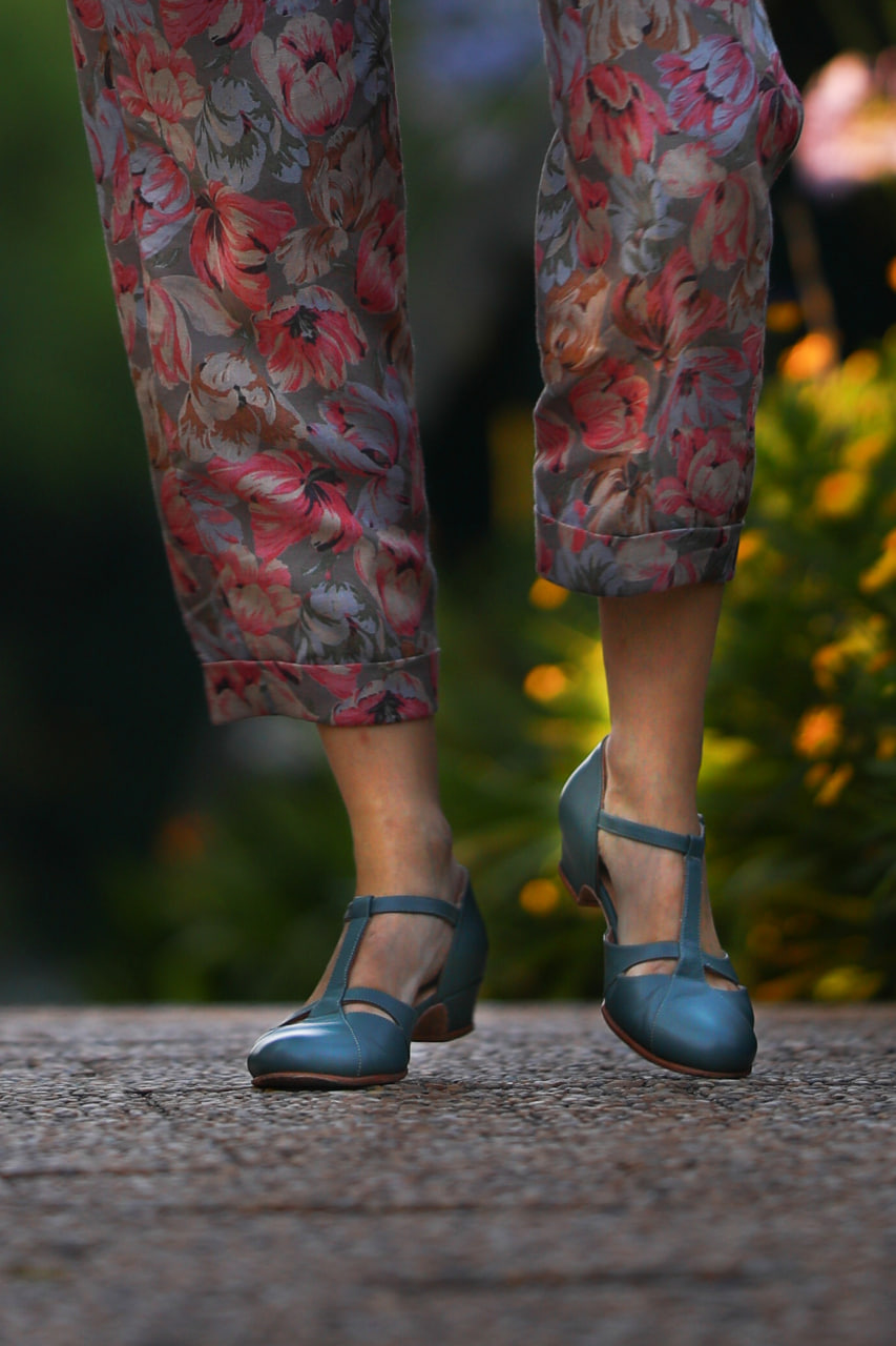 Isabel Teal Green Leather 3 cm heel