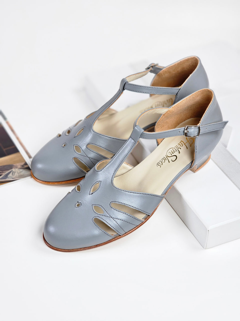 Rosy Rosy Grey Leather 3 cm heel