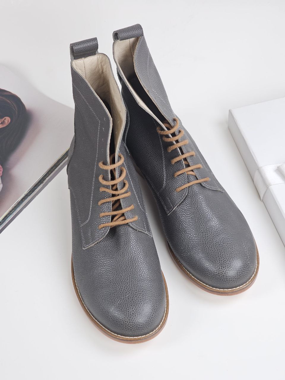 Harlem Boots Grey Floater Leather 2 cm heel