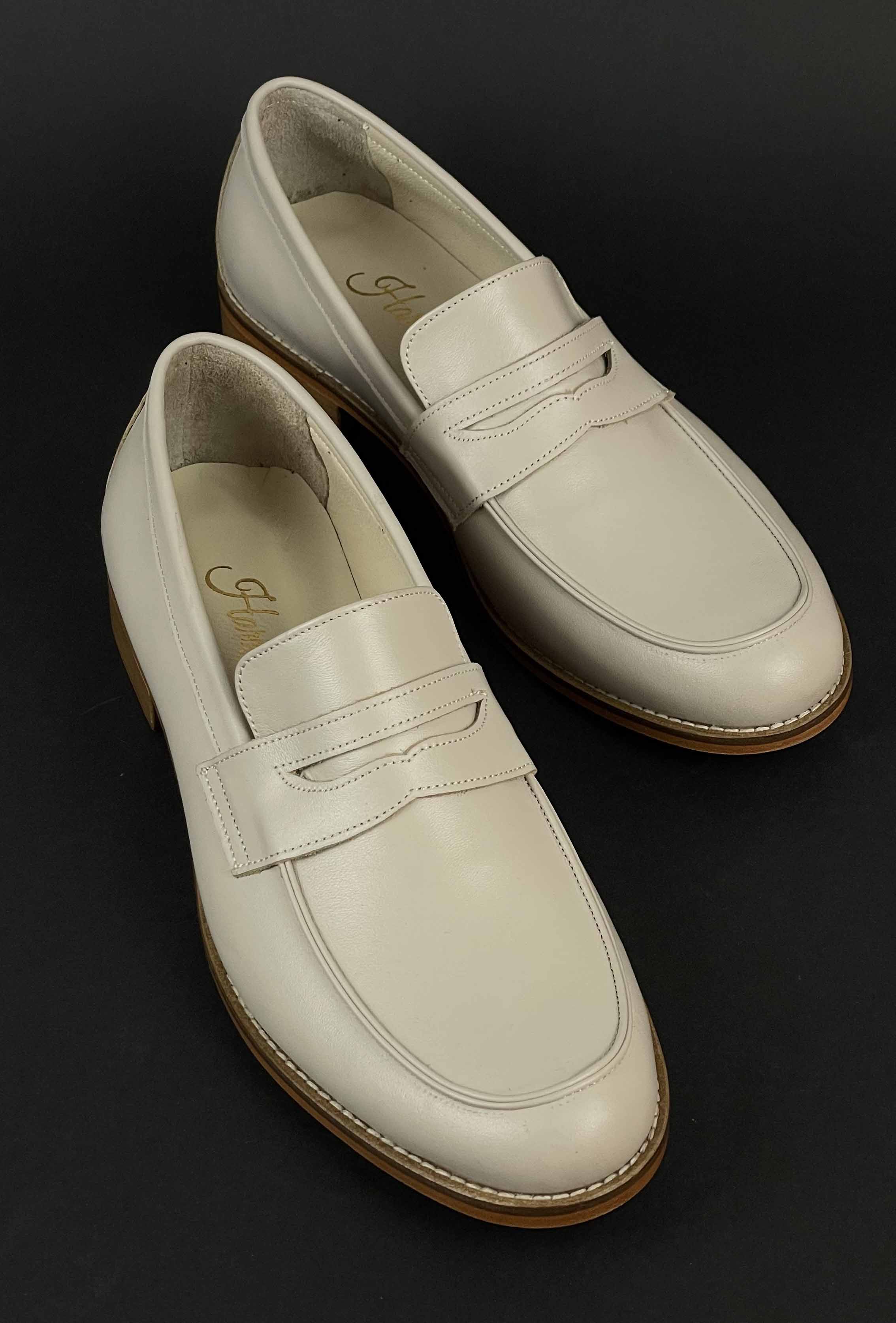 Loafers Beige Leather 2 cm heel