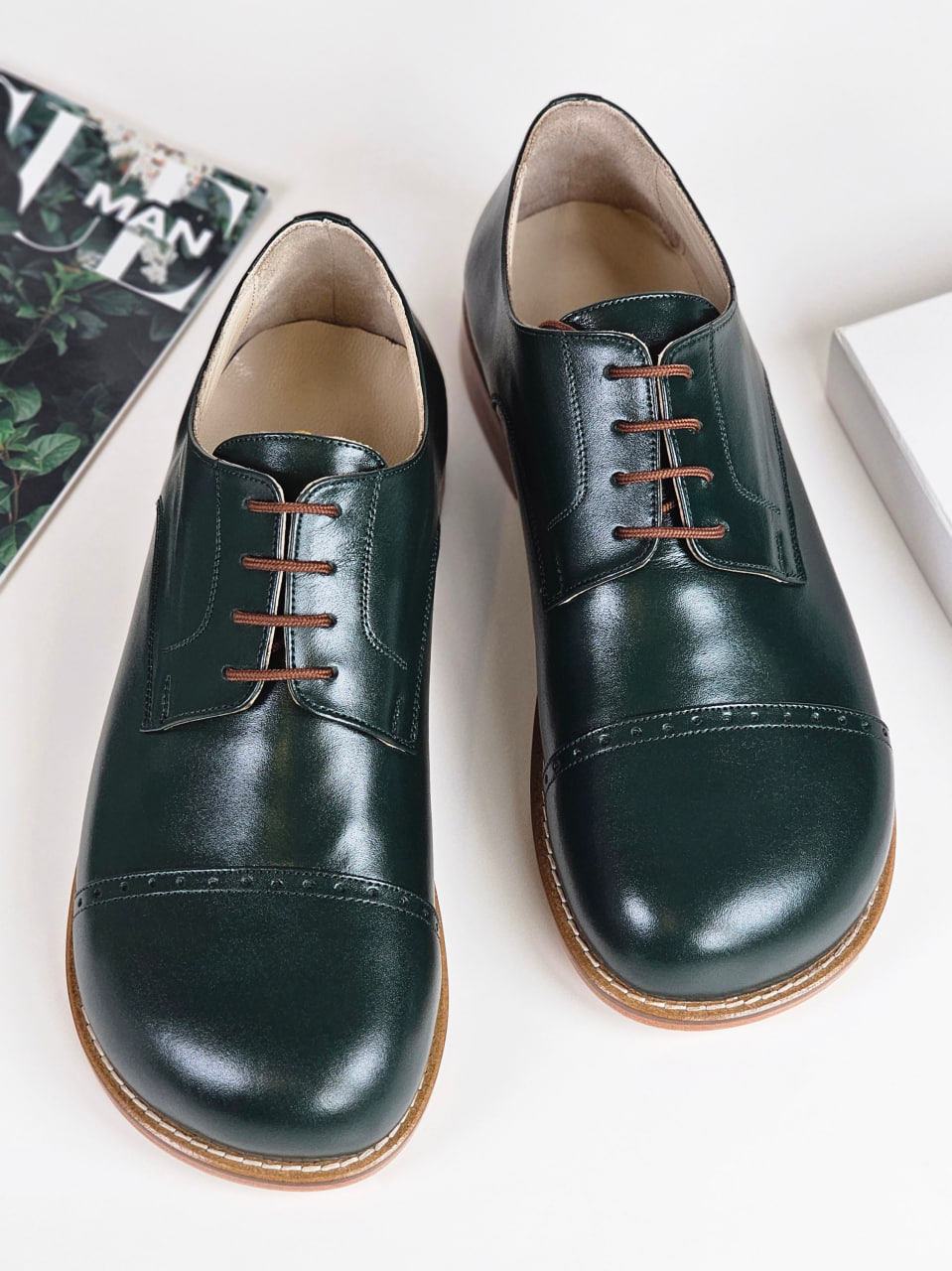Barefoot California Jungle Green Leather 2 cm heel