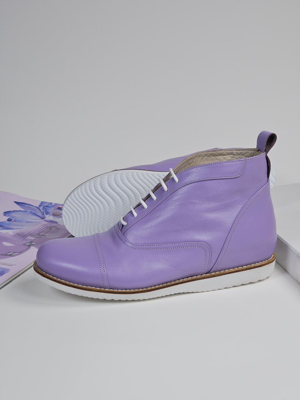Smooth Boots Lilac Leather with Eva sole