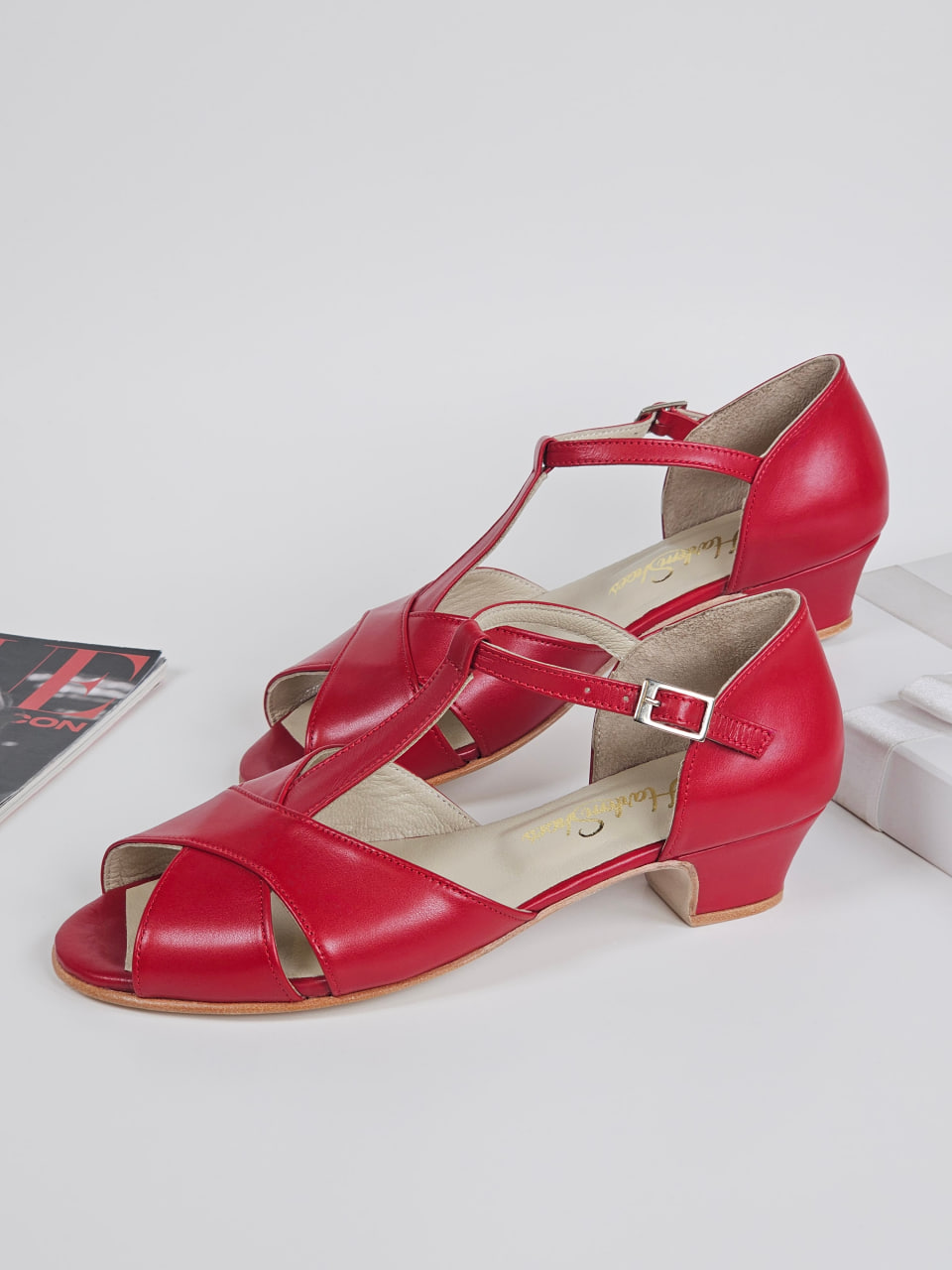 Doris Red Leather 4 cm heel