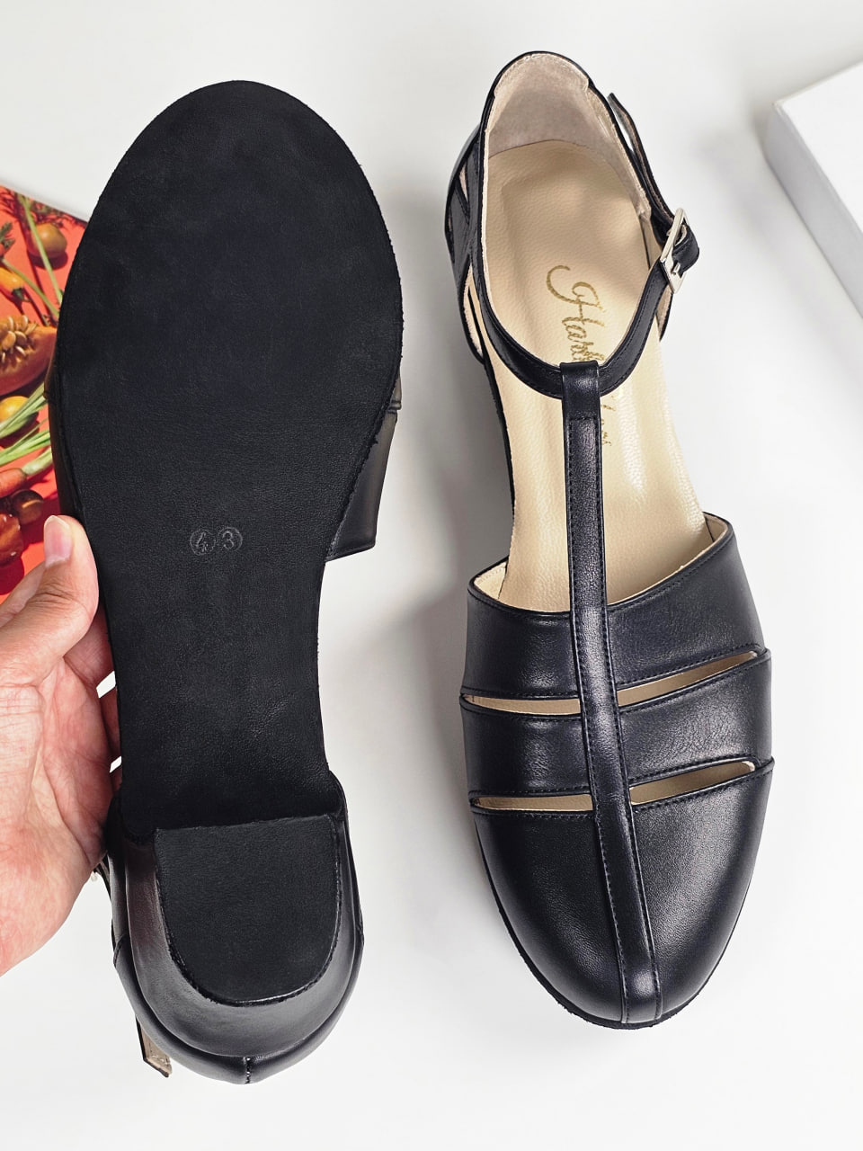 Harmony Black Leather 4 cm heel