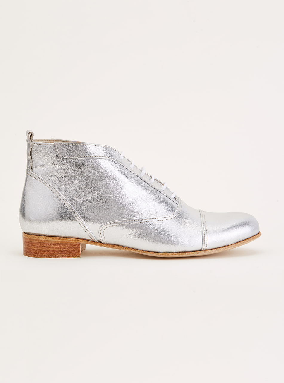 Smooth Boots Silver Leather 2 cm heel