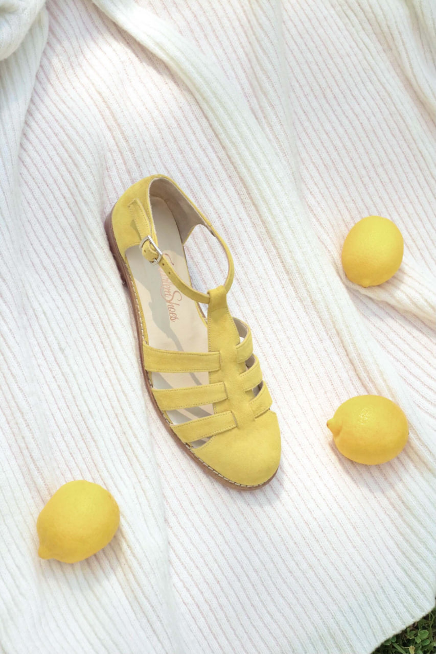 Sandals Yellow Suede 2 cm heel