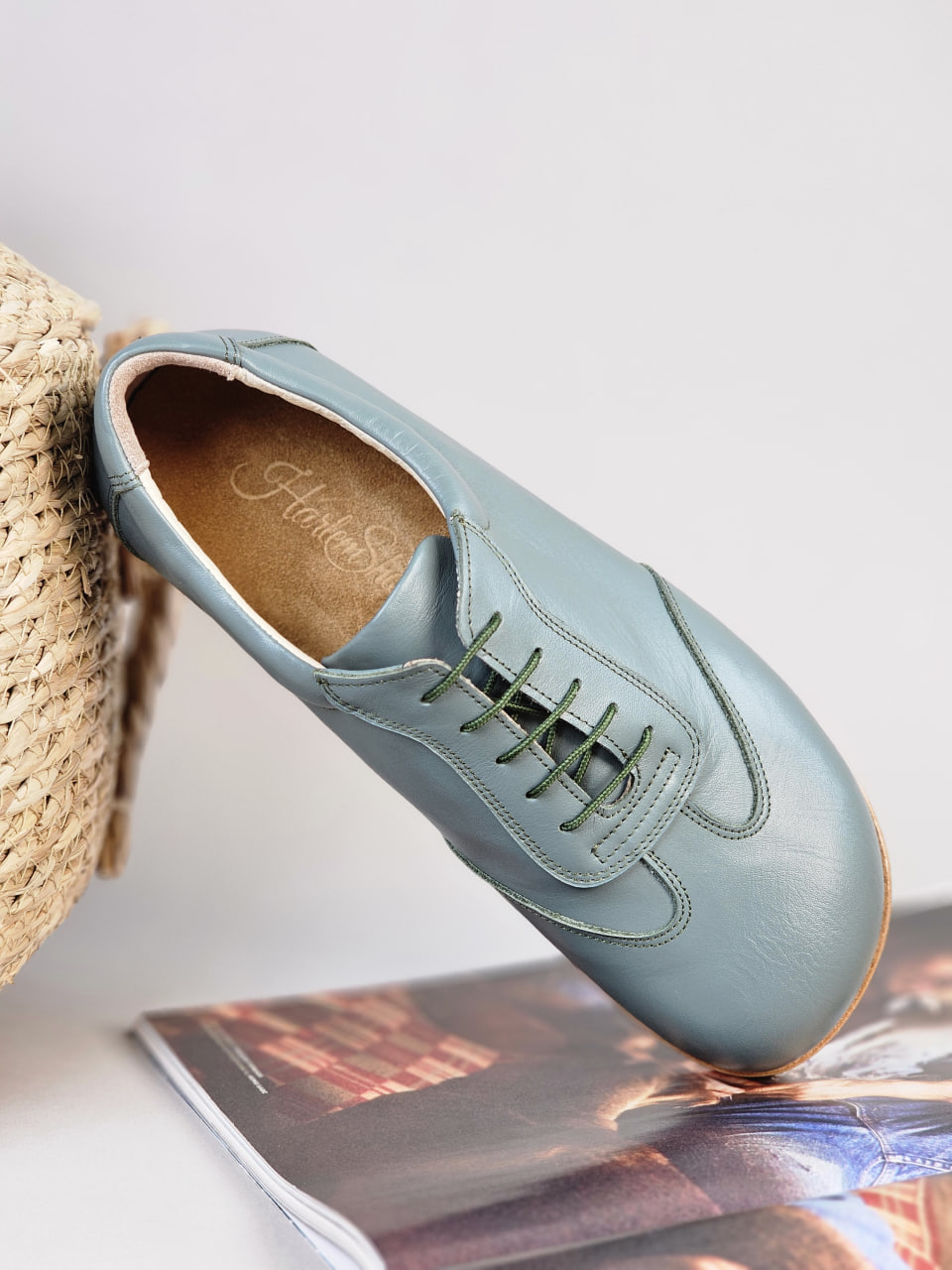 Barefoot New York Teal Green Leather with Eva Sole
