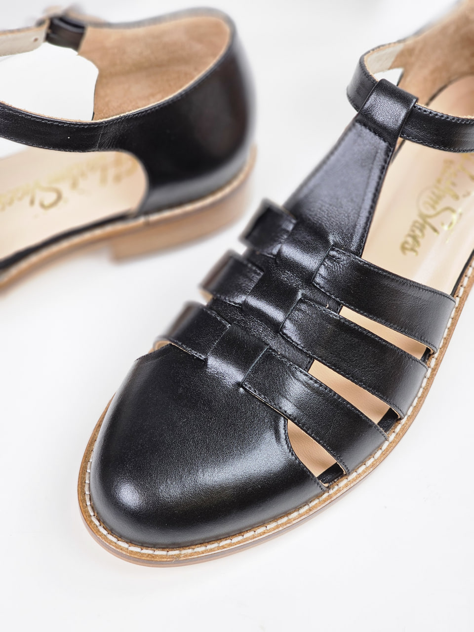 Sandals Black Leather 2 cm heel