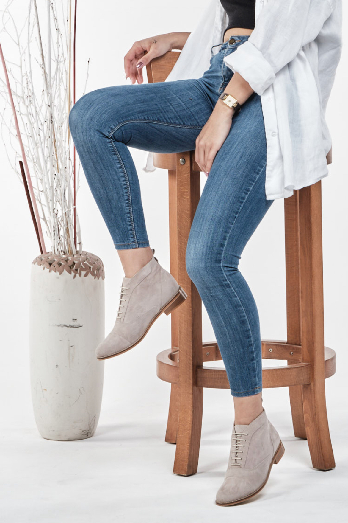 Smooth Boots Soft Grey Suede 2 cm heel