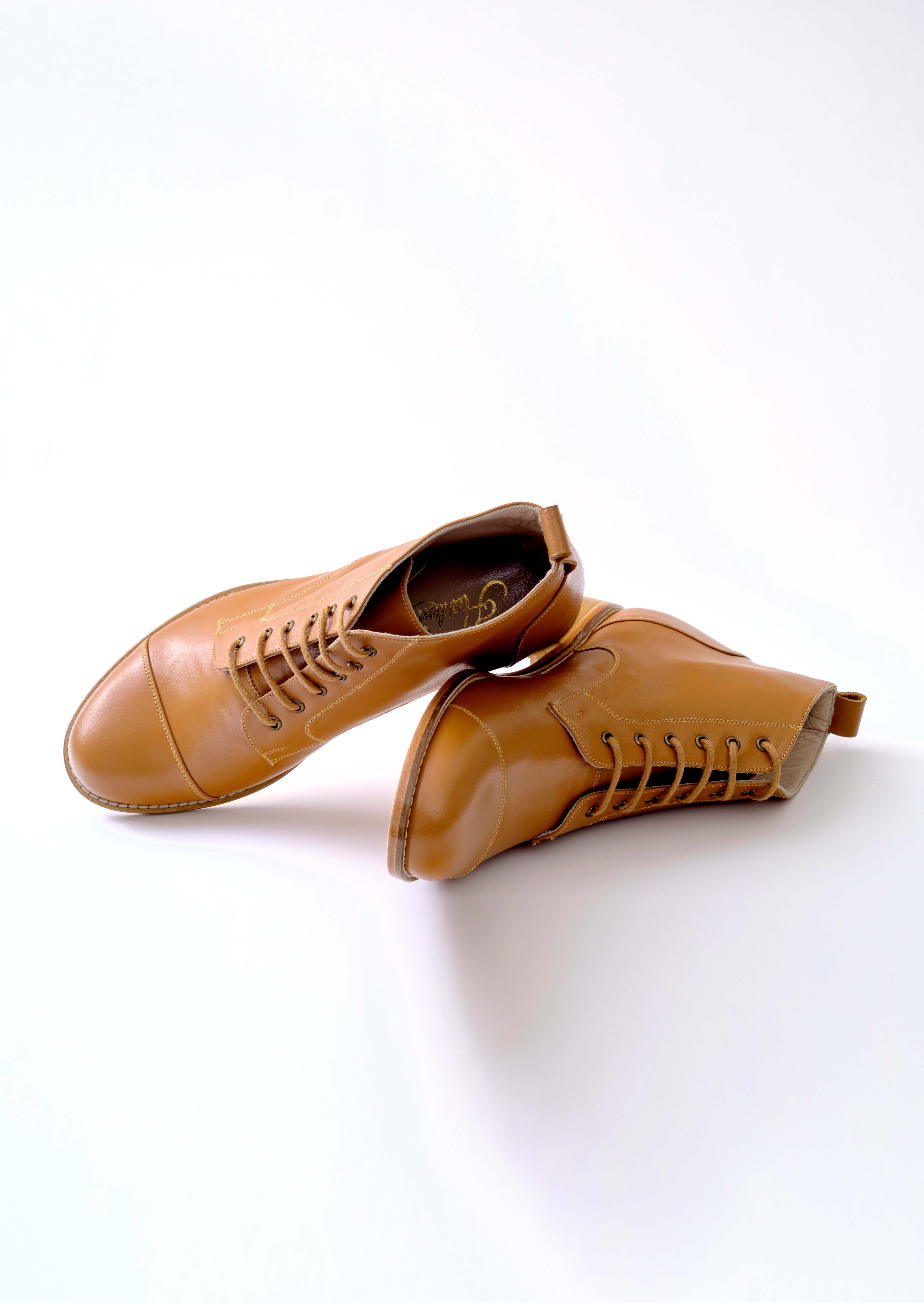 Derby Boots Light Brown Leather 2 cm heel