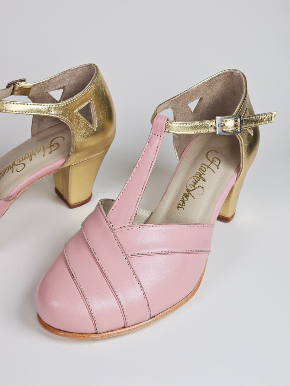 Sugar Pink & Gold Leather 6 cm Balboa heel