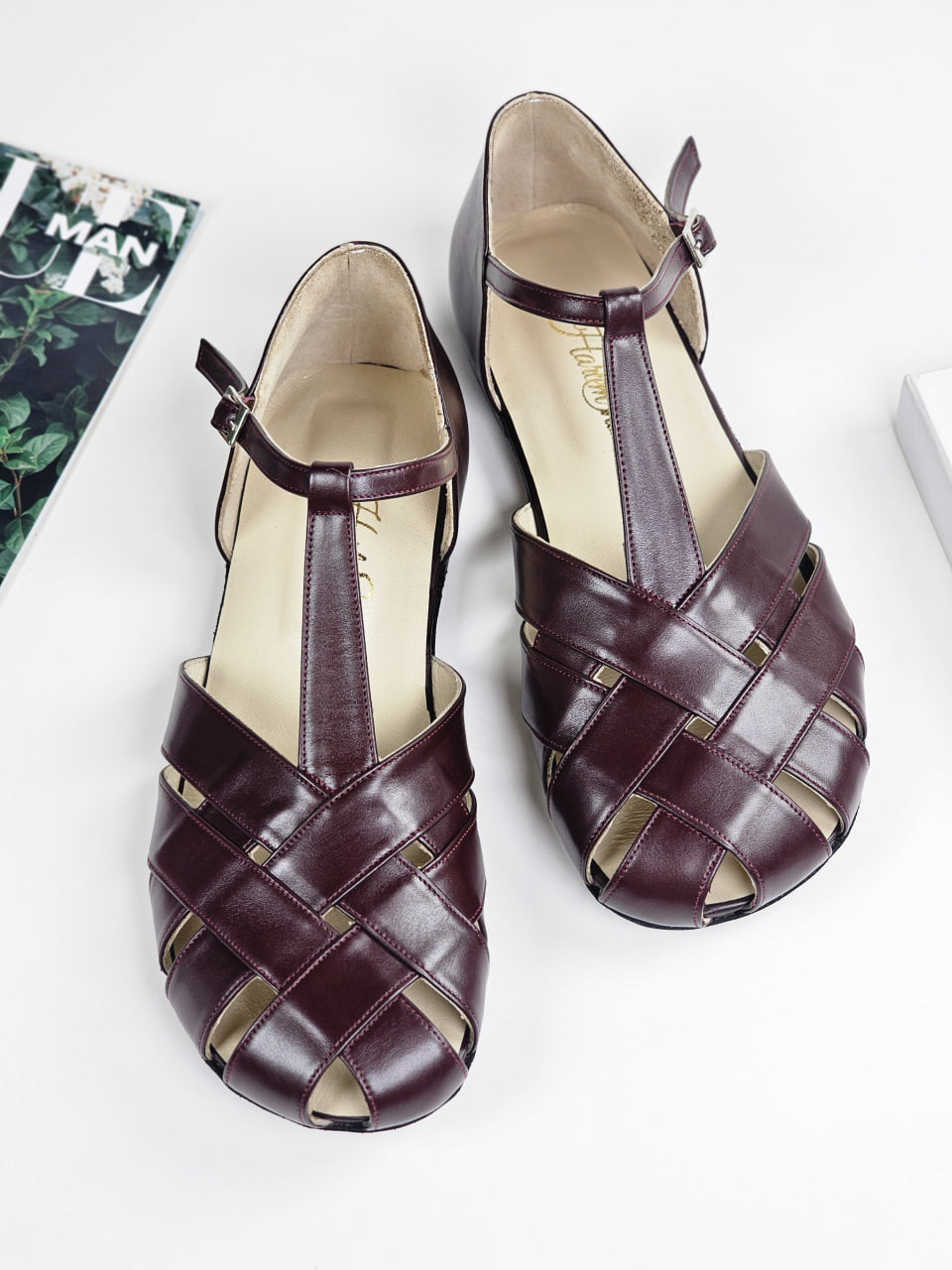 Barefoot Summer Bordeaux Leather 0.5 cm heel
