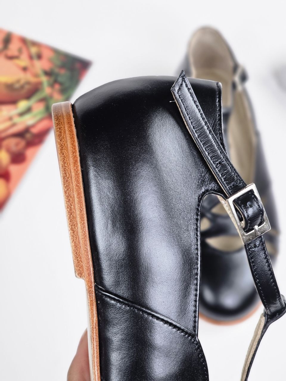 Spring Black Leather 0.5 cm heel