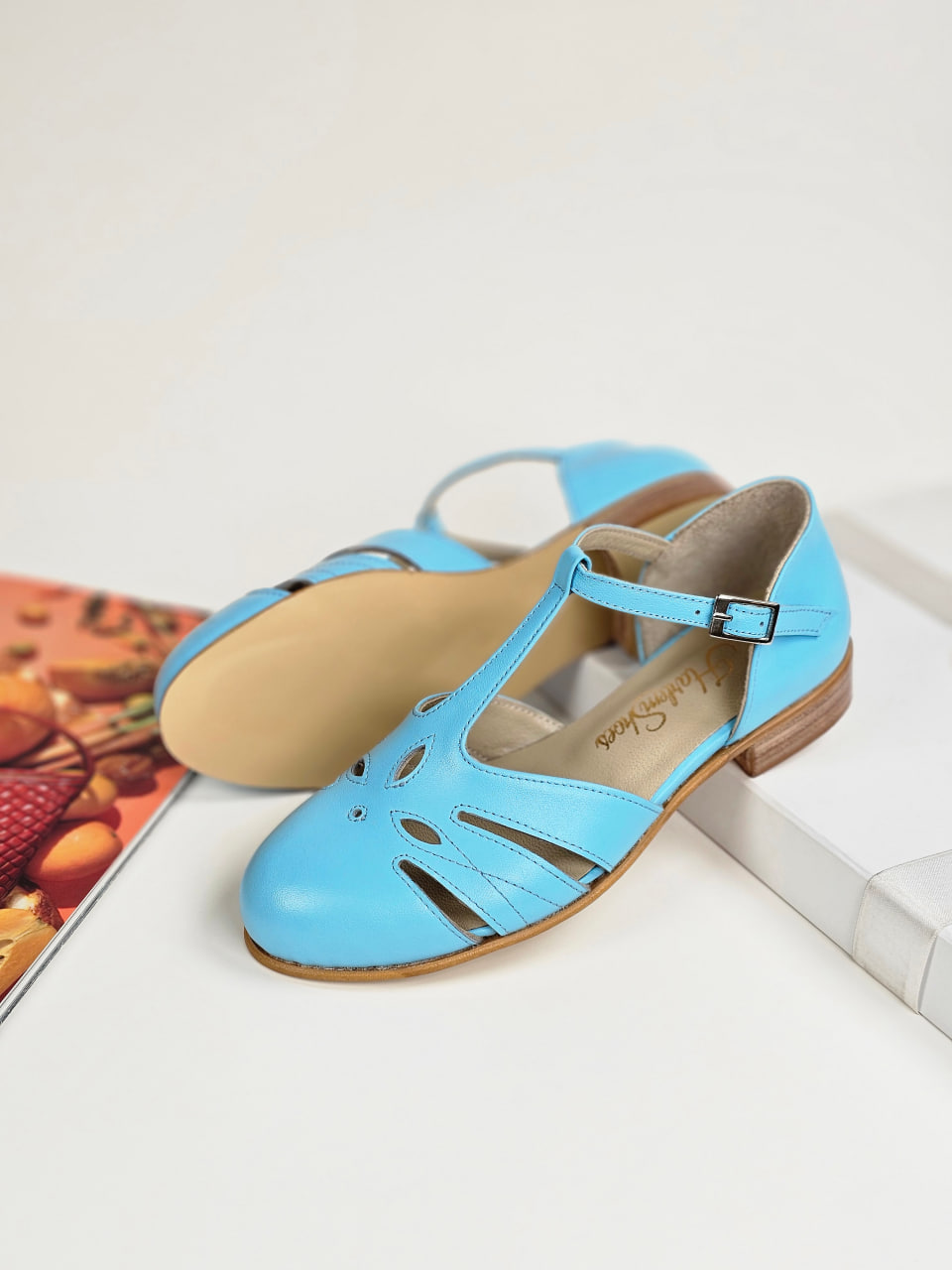Rosy Baby Blue Leather 2 cm heel