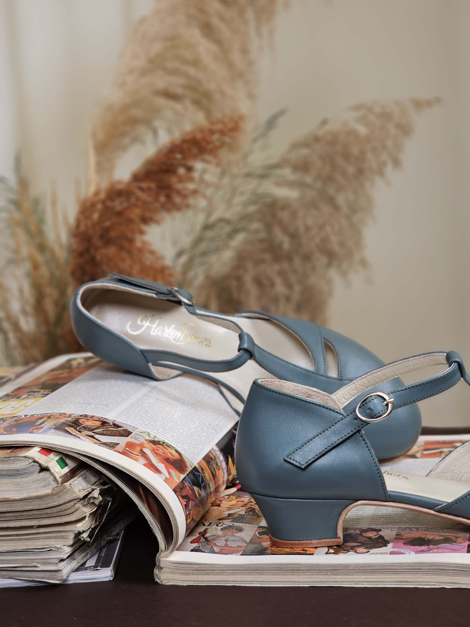 Isabel Teal Green Leather 3 cm heel