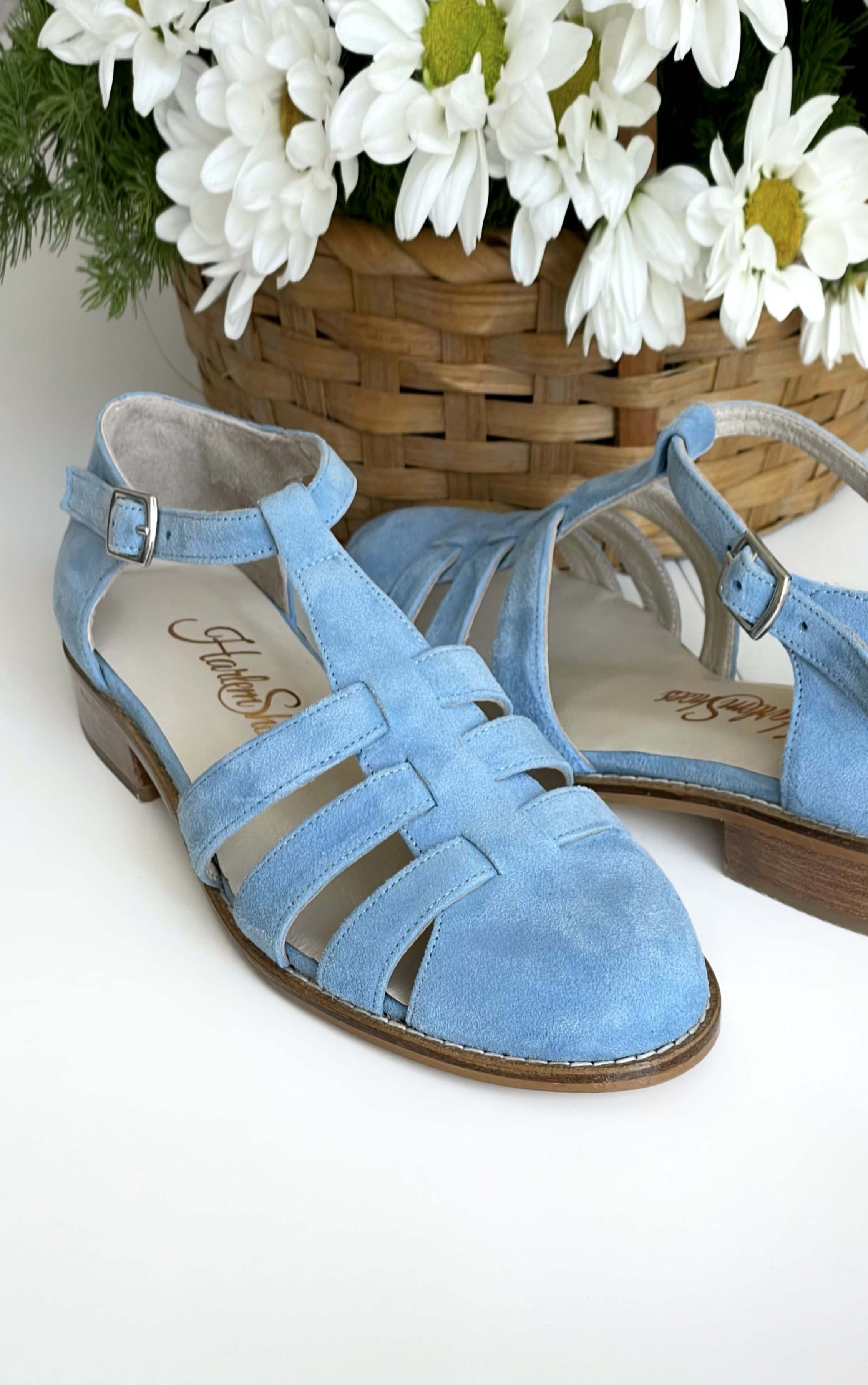 Sandals Baby Blue Suede 2 cm heel