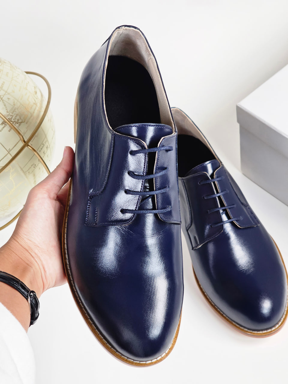 Jazz Slide Dark Blue Leather 2 cm heel
