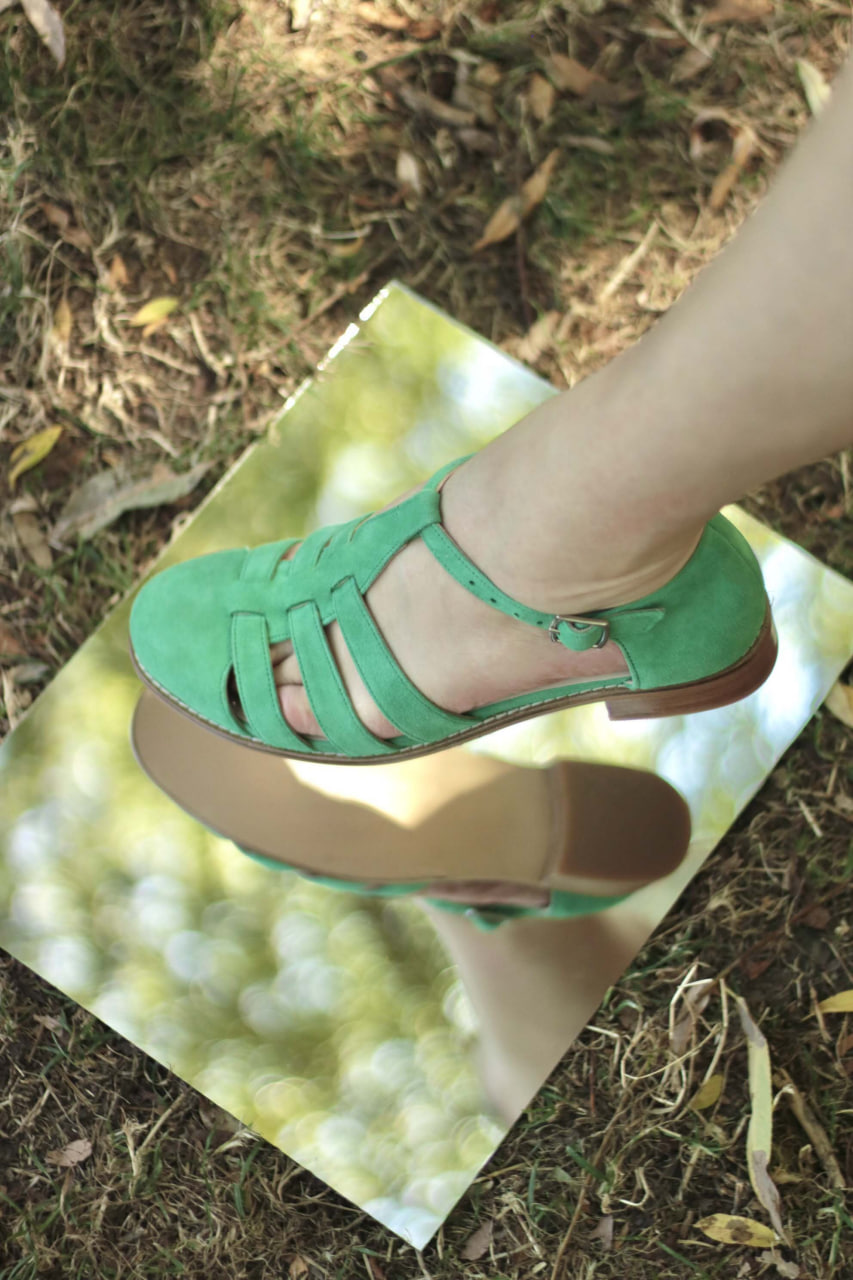Sandals Grass Green Suede 2 cm heel