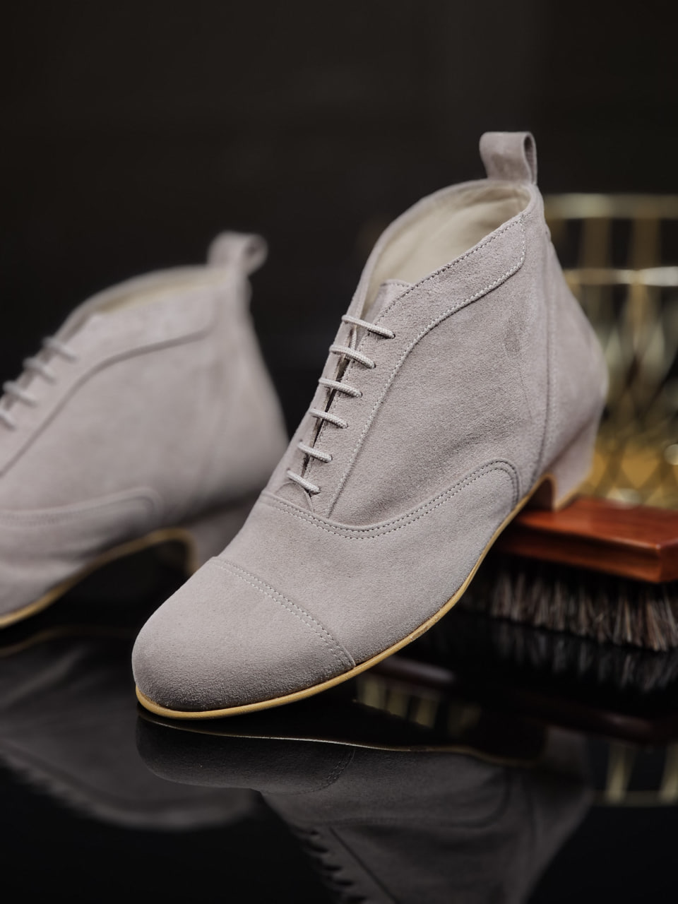 Smooth Boots Soft Grey Suede 4 cm heel