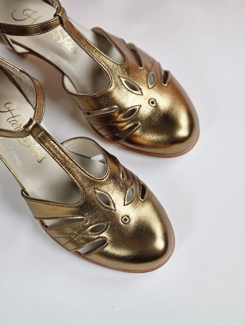 Rosy Dark Gold Leather 6 cm heel