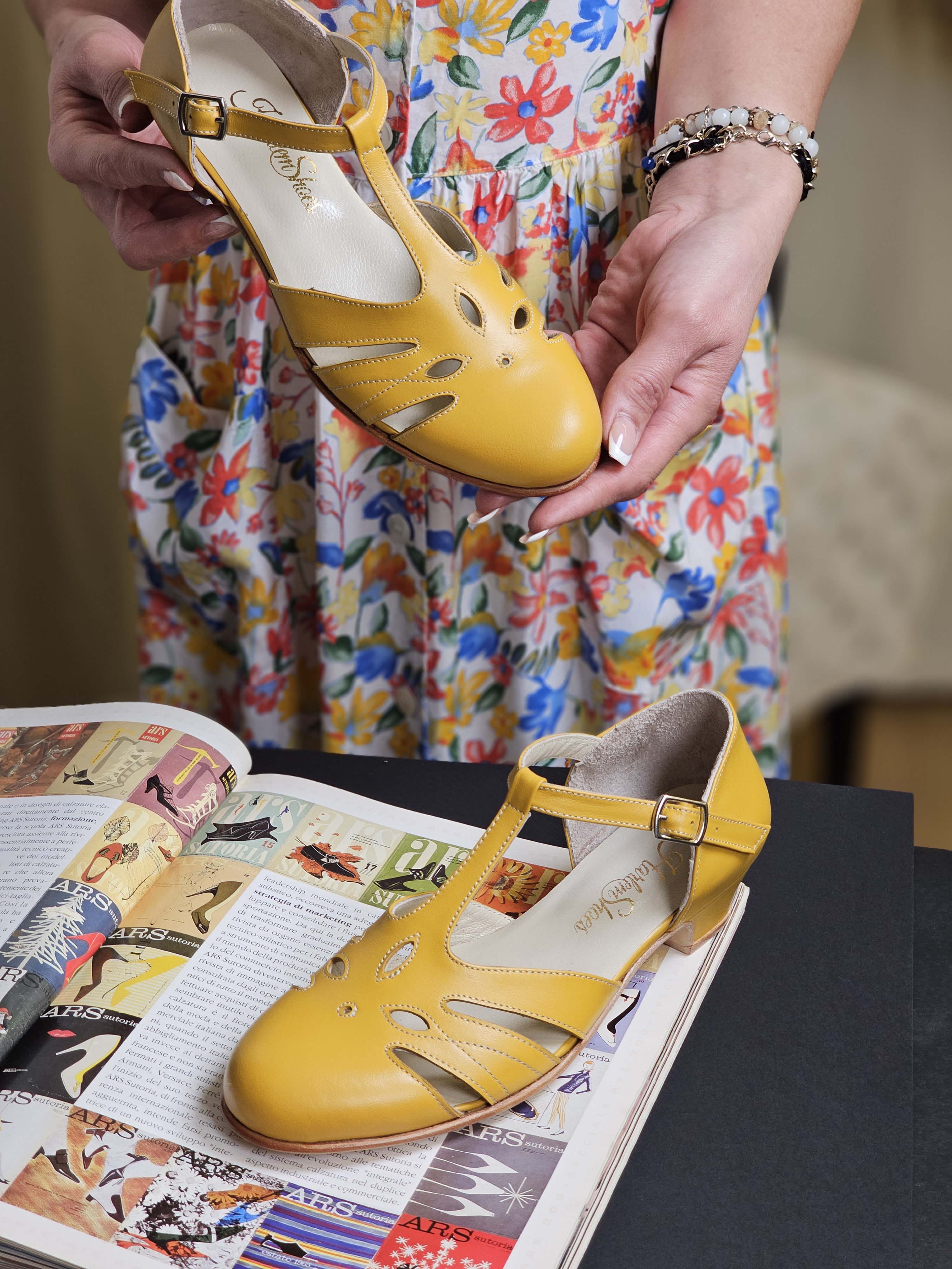 Rosy Yellow Leather 3 cm heel