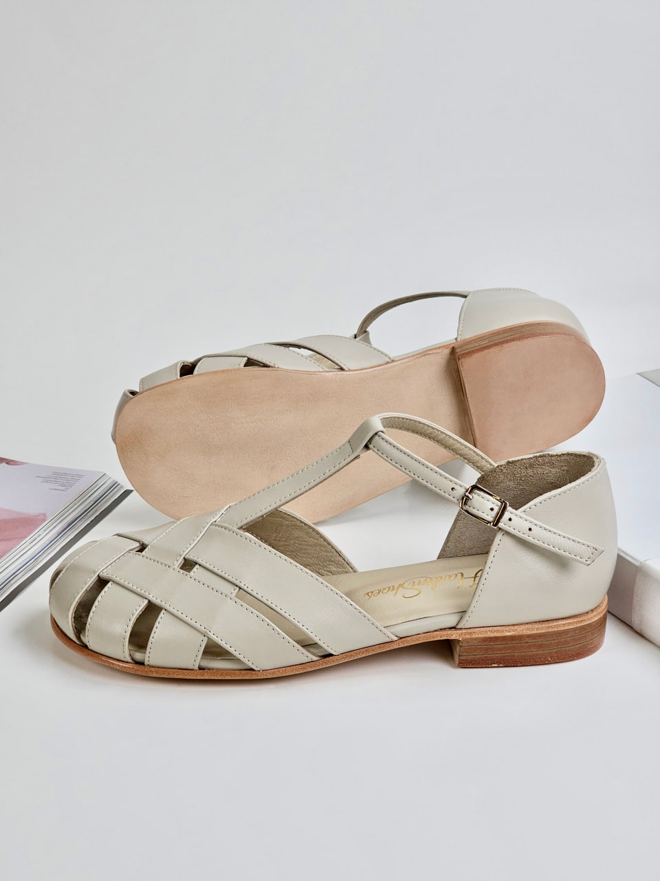 Barefoot Summer Beige Leather 1.5 cm heel