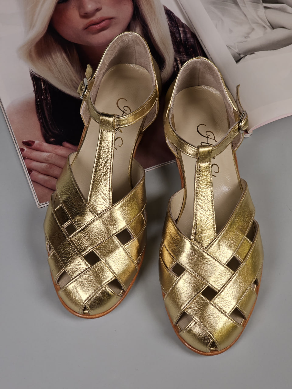 Summer Gold Leather 1.5 cm heel