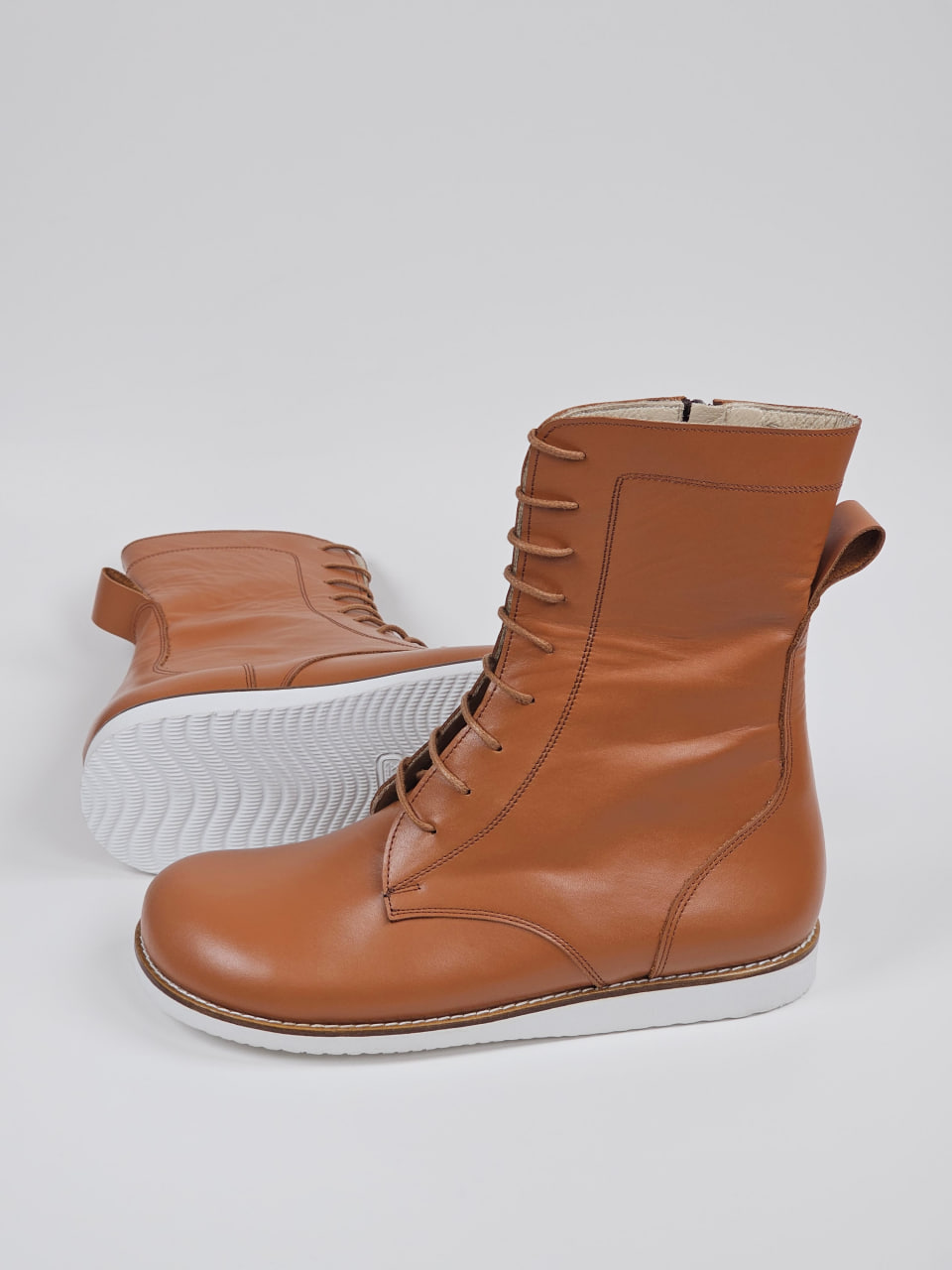 Barefoot Biker Boots Light Brown Leather with Eva Sole