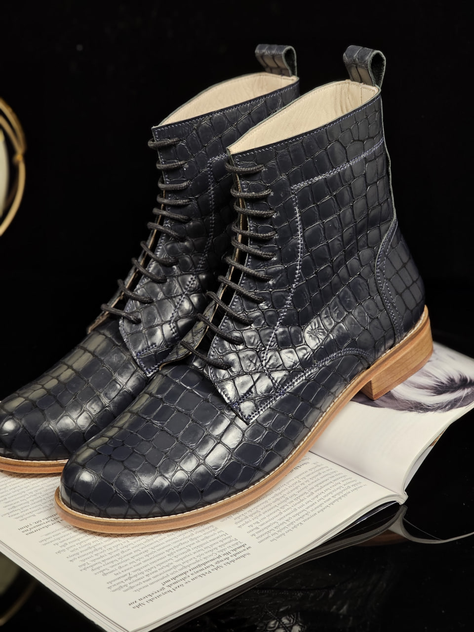 Harlem Boots Blue Python Leather 2 cm heel