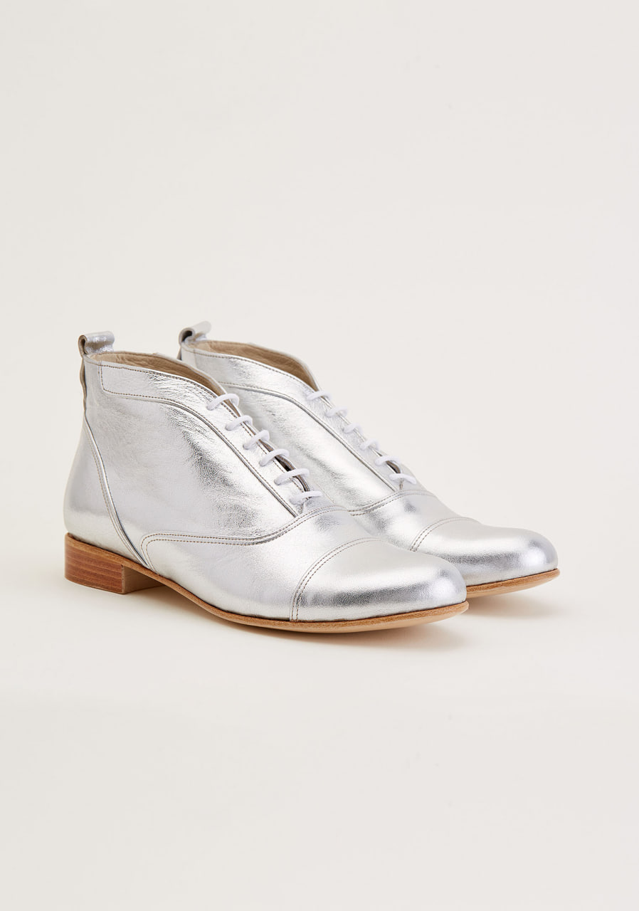 Smooth Boots Silver Leather 2 cm heel