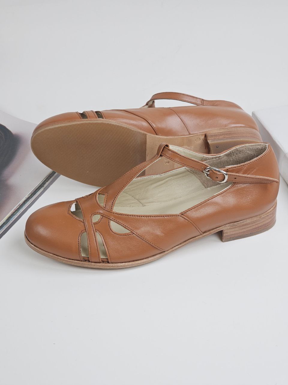 Spring Light Brown Leather 2 cm heel