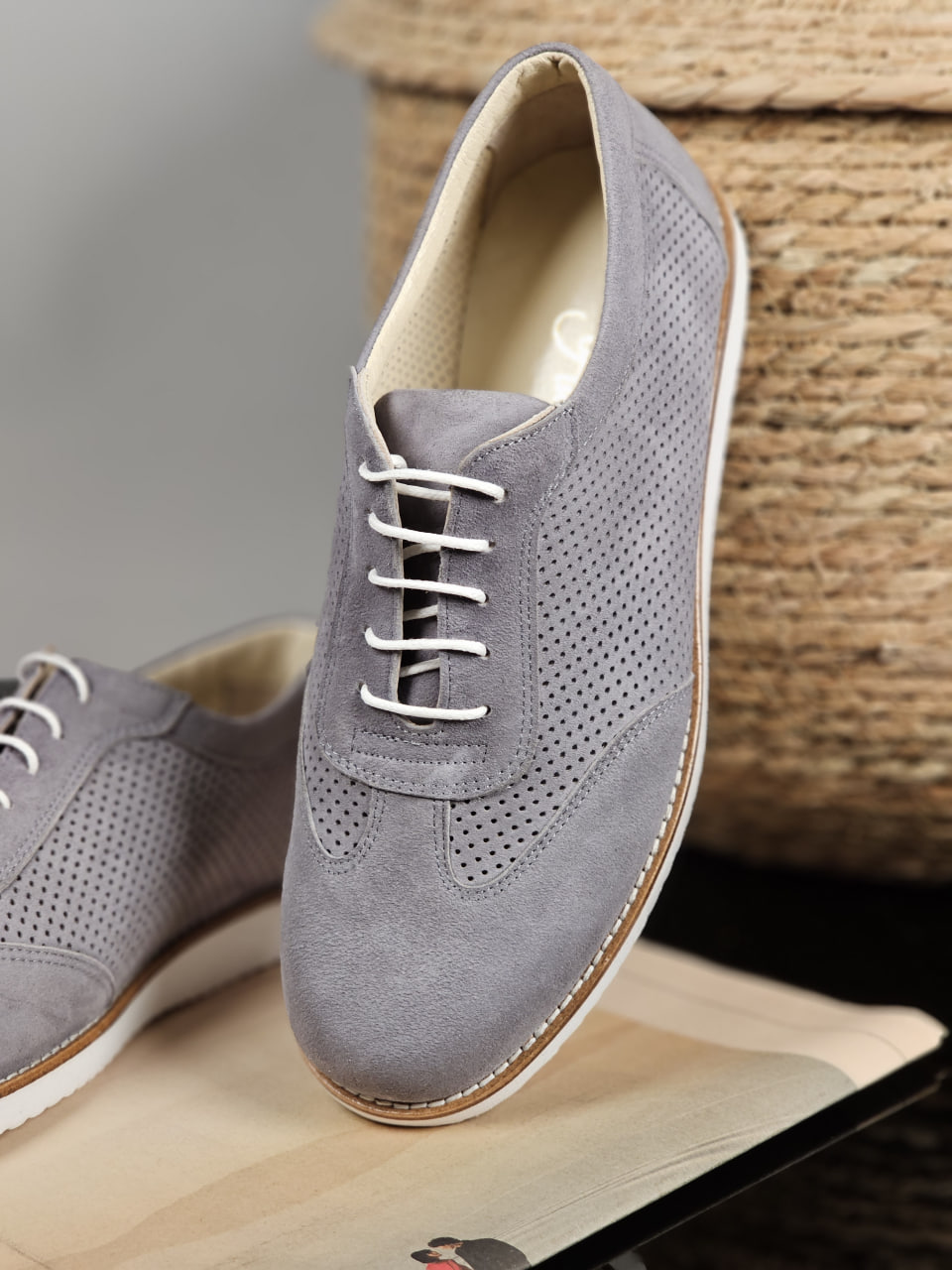 New York Perforated Grey Suede
