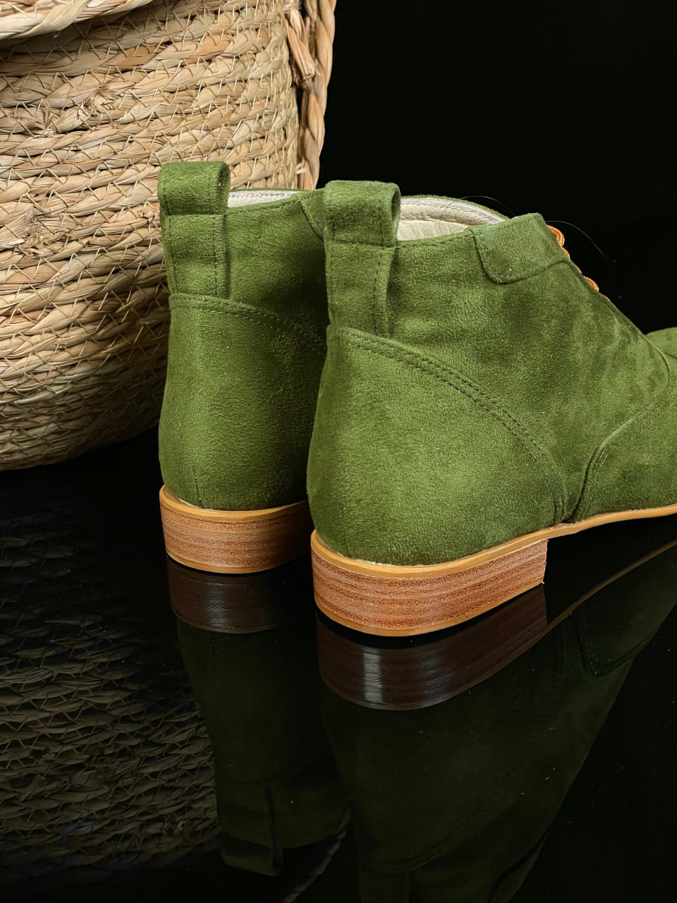 Smooth Boots Vegan Green Textile 2 cm heel