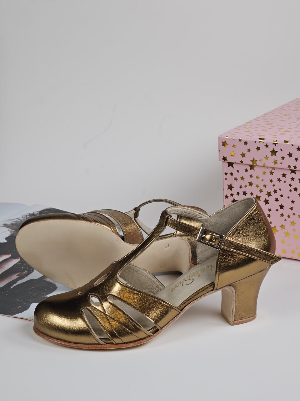 Rosy Dark Gold Leather 6 cm heel