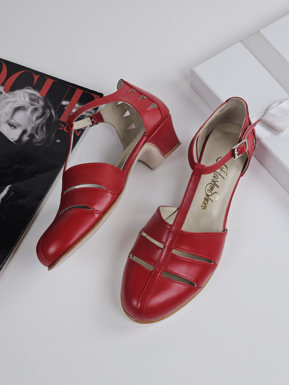 Harlem Shoes Harmony Red Leather 4 cm heel thumbnail 3