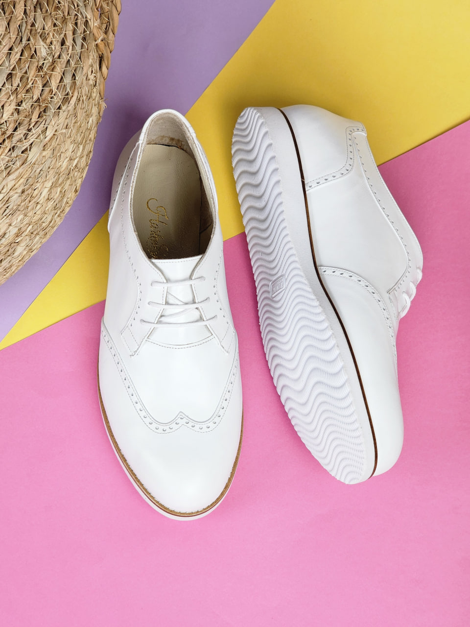 Men Oxfords White Leather with Eva Sole