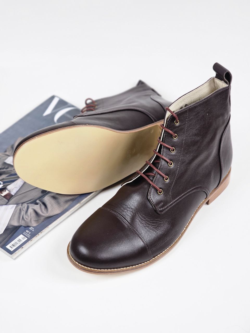 Derby Boots Dark Chocolate Leather 2 cm heel