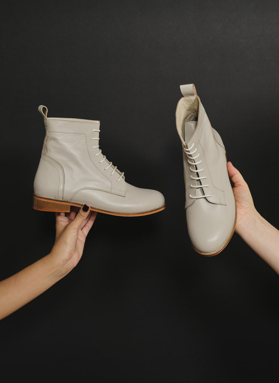 Harlem Boots Beige Leather 2 cm heel
