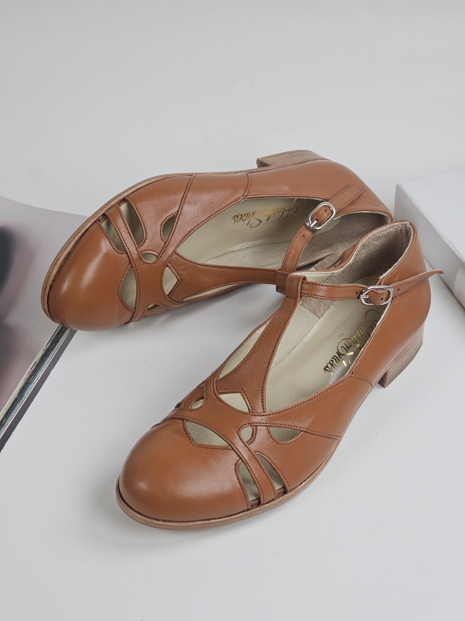 Spring Light Brown Leather 2 cm heel