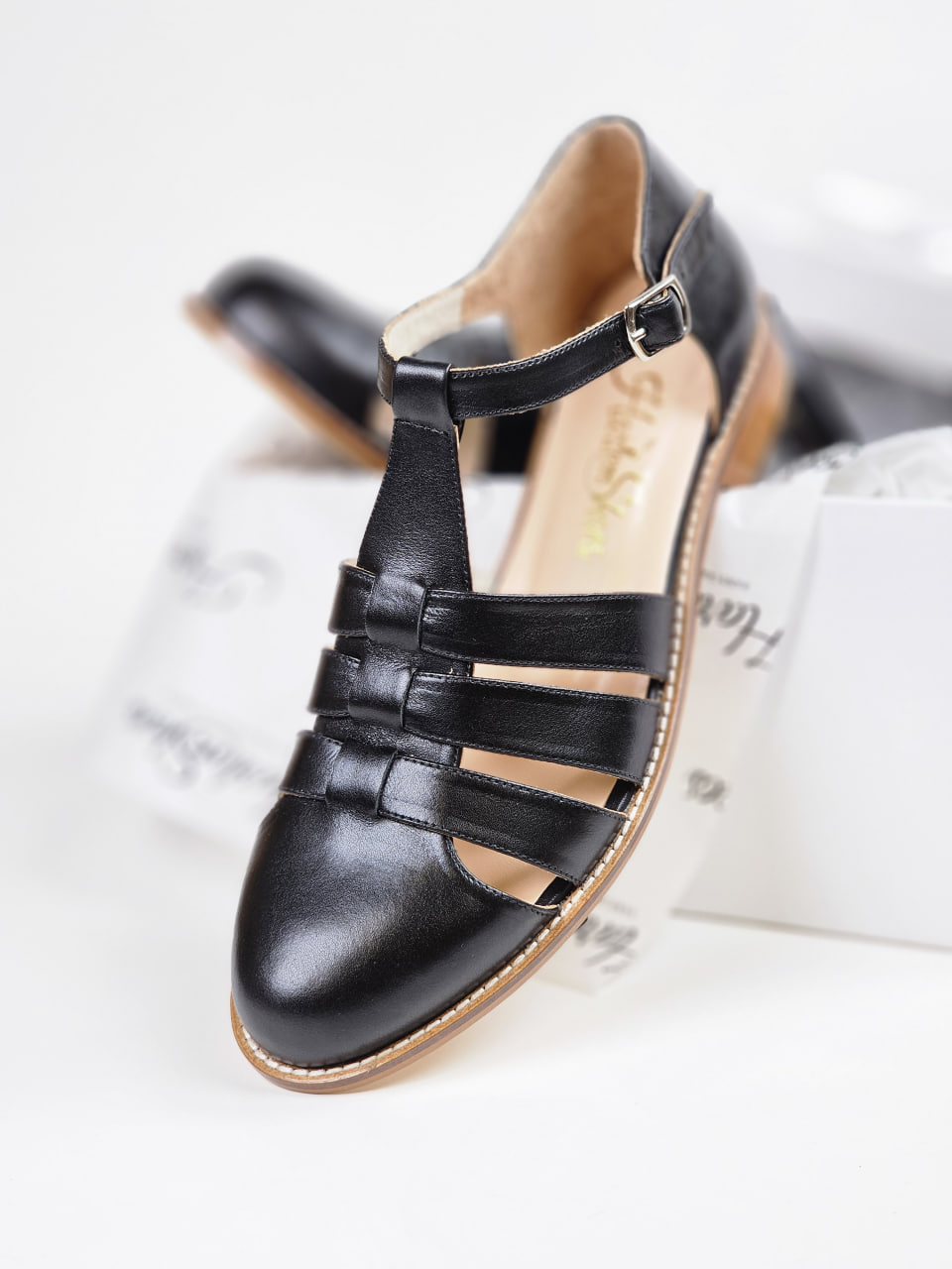 Sandals Black Leather 2 cm heel