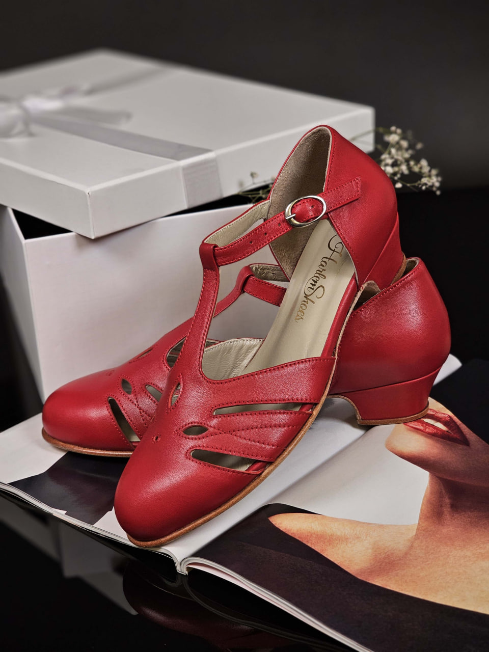 Rosy Red Leather 3 cm heel
