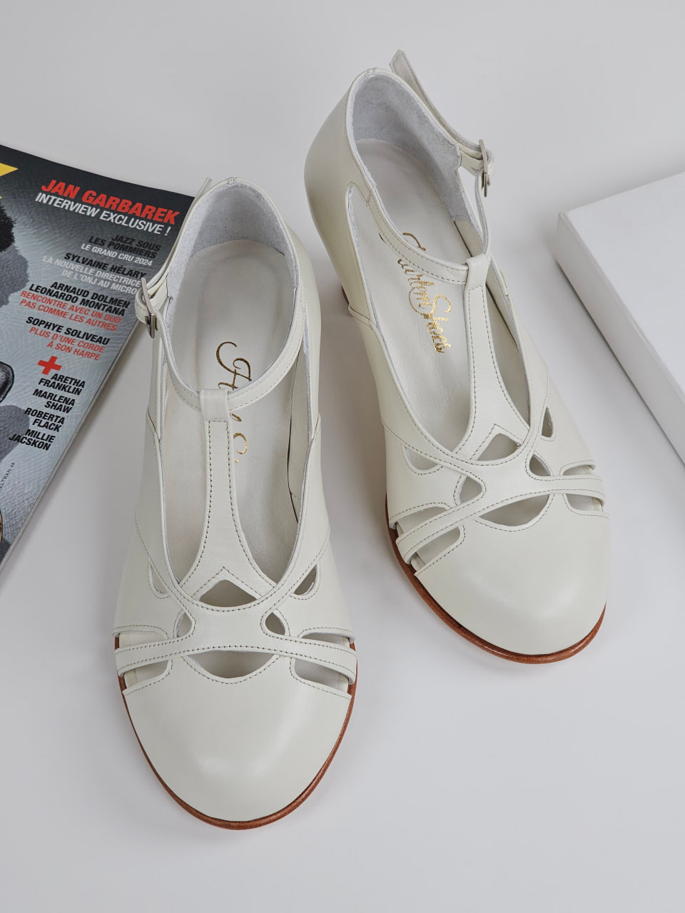 Spring Broken White Leather 6 cm balboa heel